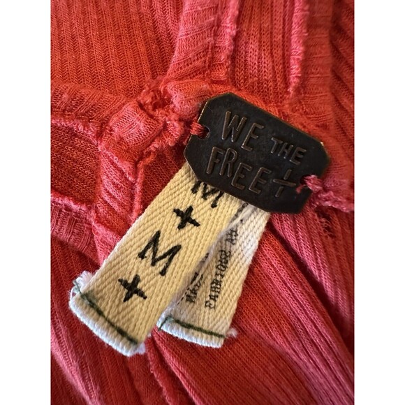 Free People We The Free Women's M Ribbed Hot Pocket Tank Top Cami Red Oversized - Picture 7 of 7